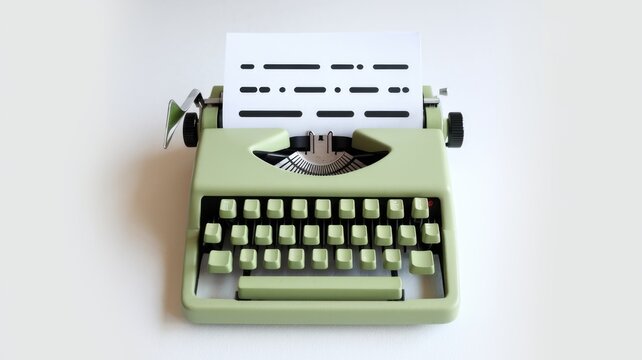 A vintage pale green typewriter with a piece of paper displaying Morse code.