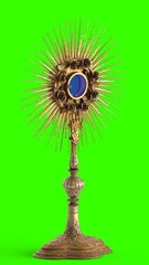 monstrance with green background