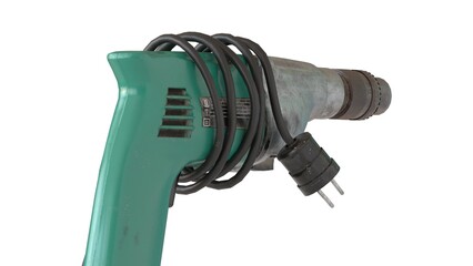 old metabo drill with white background