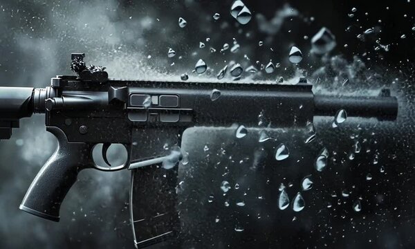 gun on the black background