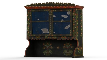 painted folk cupboard the adjustment with white background