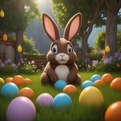 Osterhase und Ostereier. Generative AI Technologie