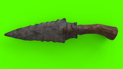 primal stone dagger with green background