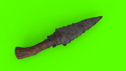 primal stone dagger with green background