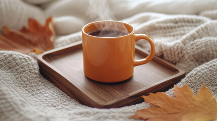 An orange coffee cup