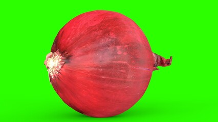 red onion with green background