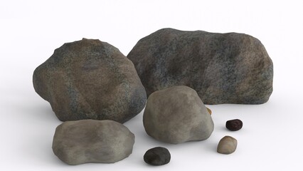 river rocks with white background