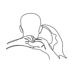 Valentines day love sign in continuous one line drawing. Romantic symbol for Valentines day card and banner in simple linear style. Editable stroke. Doodle vector illustration