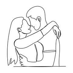 Valentines day love sign in continuous one line drawing. Romantic symbol for Valentines day card and banner in simple linear style. Editable stroke. Doodle vector illustration