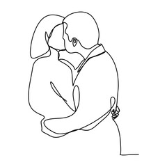 Valentines day love sign in continuous one line drawing. Romantic symbol for Valentines day card and banner in simple linear style. Editable stroke. Doodle vector illustration