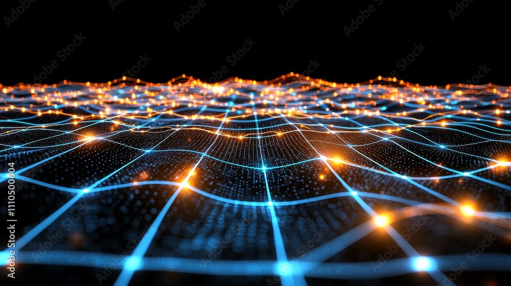 Poster abstract digital network glowing lines a technological landscape of connectivity and innovation in a