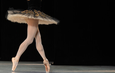 Closeup of ballerinas dancing on stage. © Ruslan