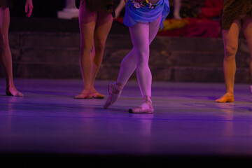 Closeup of ballerinas dancing on stage. © Ruslan