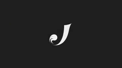Letter J logo with sleek curves, dynamic and minimalist style, sans-serif 