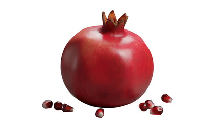 Juicy Red Pomegranate with Seeds on Gray Background