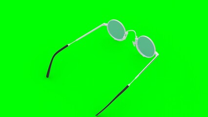 white glasses with green background