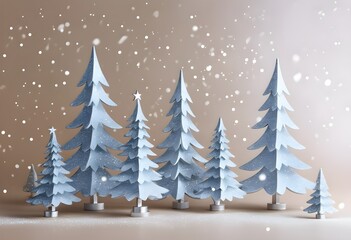Silver Metallic Trees with Glittering Snowfall for Chic Modern Winter Holiday Decor