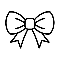 bow Outline Icon, christmas icon - Black outline icon of bow symbolizing Christmas, holidays, and festive in simple design.