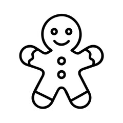 christmas cookie Outline Icon, christmas icon - Black outline icon of christmas cookie symbolizing Christmas, holidays, and festive in simple design.