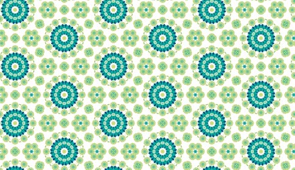 Mandala Turquoise and Green Seamless Pattern Design.