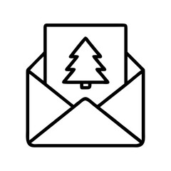 christmas letter Outline Icon, christmas icon - Black outline icon of christmas letter symbolizing Christmas, holidays, and festive in simple design.