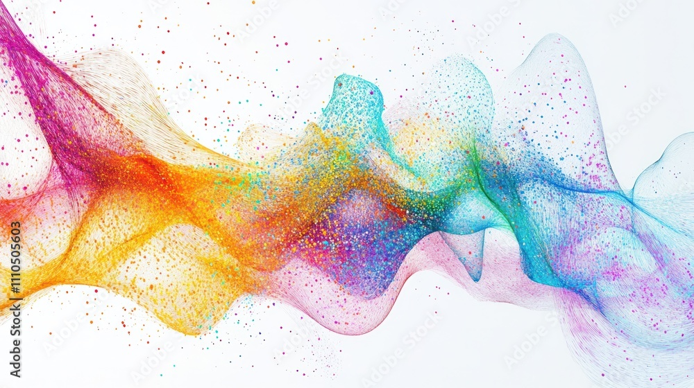 Poster a mesmerizing visual representation of quantum entanglement, featuring a network of colorful threads