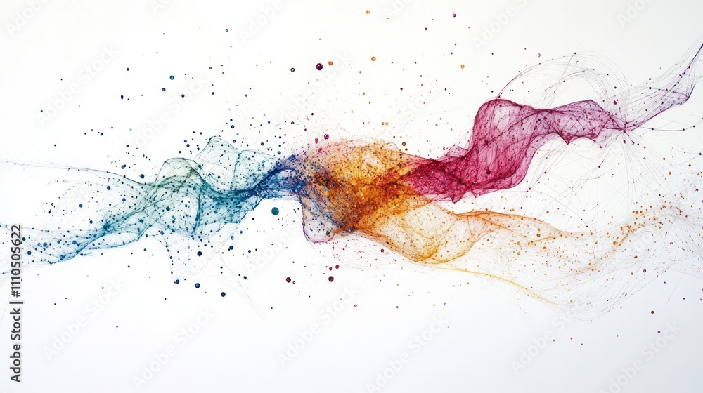 Poster a mesmerizing visual representation of quantum entanglement, featuring a network of colorful threads