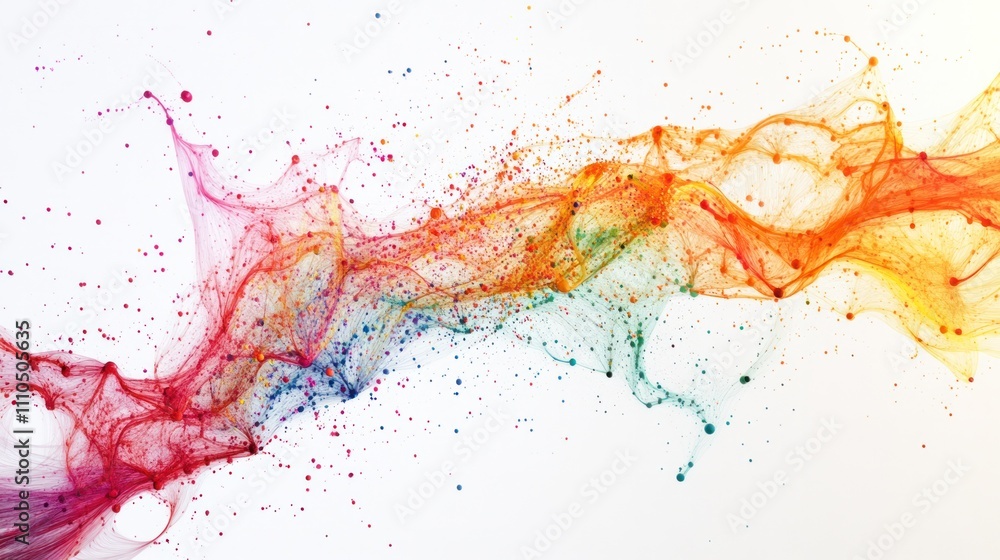 Poster a mesmerizing visual representation of quantum entanglement, featuring a network of colorful threads