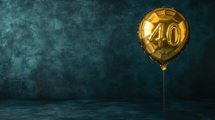 A single golden balloon with Happy Birthday and the number 40,