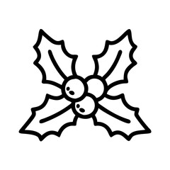 mistletoe Outline Icon, christmas icon - Black outline icon of mistletoe symbolizing Christmas, holidays, and festive in simple design.