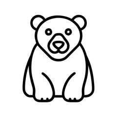 Fototapeta premium polar bear Outline Icon, christmas icon - Black outline icon of polar bear symbolizing Christmas, holidays, and festive in simple design.