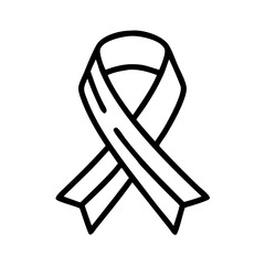 red and white ribbon Outline Icon, christmas icon - Black outline icon of red and white ribbon symbolizing Christmas, holidays, and festive in simple design.