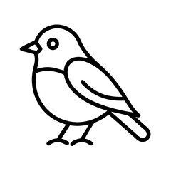 robin bird Outline Icon, christmas icon - Black outline icon of robin bird symbolizing Christmas, holidays, and festive in simple design.