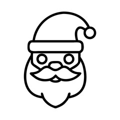 santa claus Outline Icon, christmas icon - Black outline icon of santa claus symbolizing Christmas, holidays, and festive in simple design.