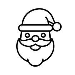 santa claus Outline Icon, christmas icon - Black outline icon of santa claus symbolizing Christmas, holidays, and festive in simple design.
