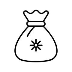 santa s sack Outline Icon, christmas icon - Black outline icon of santa s sack symbolizing Christmas, holidays, and festive in simple design.