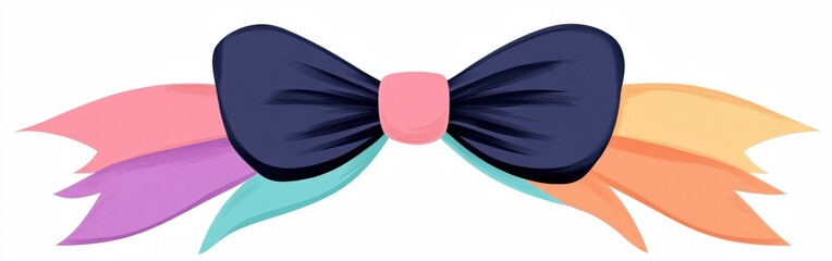 Colorful ribbon bow design with playful pastel tails