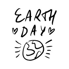 Earth Day April 22 clipart illustration lettering. International Mother Planet Holiday celebration poster or postcard. Environmental problems and environmental protection. Vector caring for nature