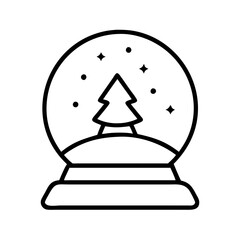 snow globe Outline Icon, christmas icon - Black outline icon of snow globe symbolizing Christmas, holidays, and festive in simple design.