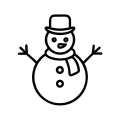 snowman Outline Icon, christmas icon - Black outline icon of snowman symbolizing Christmas, holidays, and festive in simple design.
