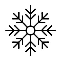 snowflake Outline Icon, christmas icon - Black outline icon of snowflake symbolizing Christmas, holidays, and festive in simple design.