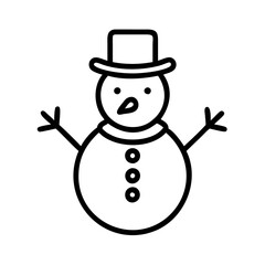 snowman Outline Icon, christmas icon - Black outline icon of snowman symbolizing Christmas, holidays, and festive in simple design.