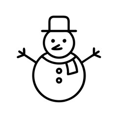 snowman Outline Icon, christmas icon - Black outline icon of snowman symbolizing Christmas, holidays, and festive in simple design.