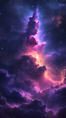 Fototapeta premium A vibrant cosmic scene filled with colorful nebulae and stars, showcasing the beauty of space.