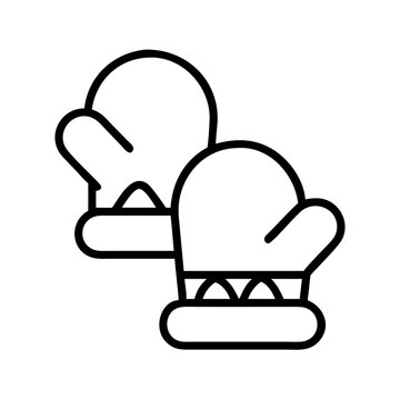 recommend clip art: winter mittens Outline Icon, christmas icon - Black outline icon of winter mittens symbolizing Christmas, holidays, and festive in simple design.