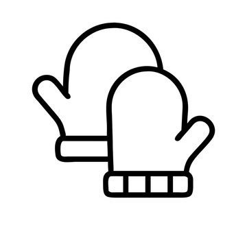 recommend clip art: winter mittens Outline Icon, christmas icon - Black outline icon of winter mittens symbolizing Christmas, holidays, and festive in simple design.