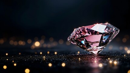 Fototapeta premium Pink Diamond on Glittering Surface