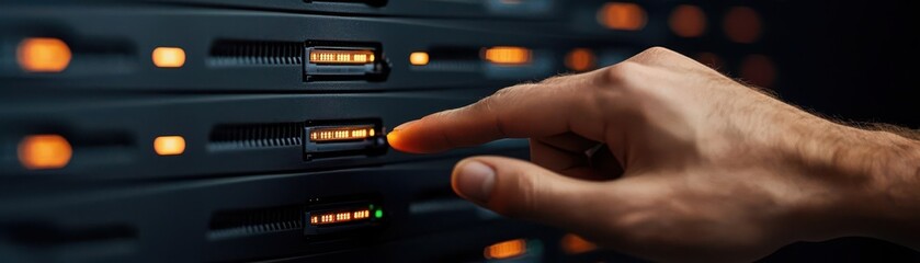 cloud and network concept. A network engineer configuring virtual network switches to manage traffic in a cloud-based infrastructure