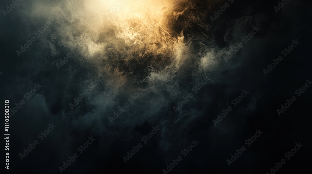 Poster abstract smoky texture floating and fading into darkness with smooth transitions between light