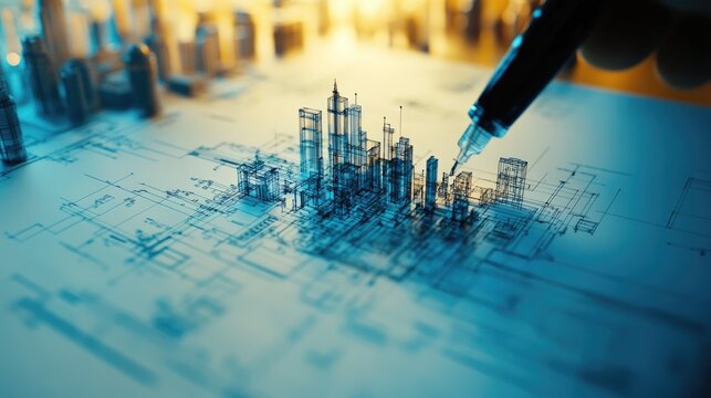 From Ink Drop to Blueprint: Crafting a Futuristic City with Precision and Vision for modern art and conceptual design projects.